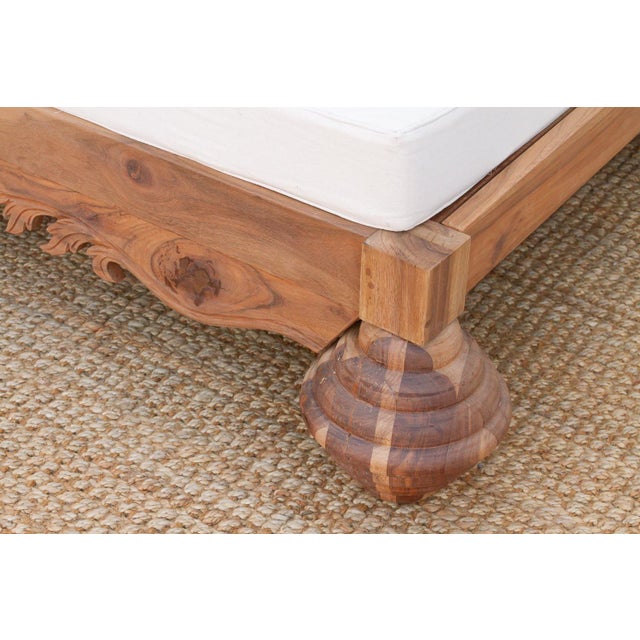 Finely Carved Bali Lounge Daybed Sofa For Sale - Image 4 of 11