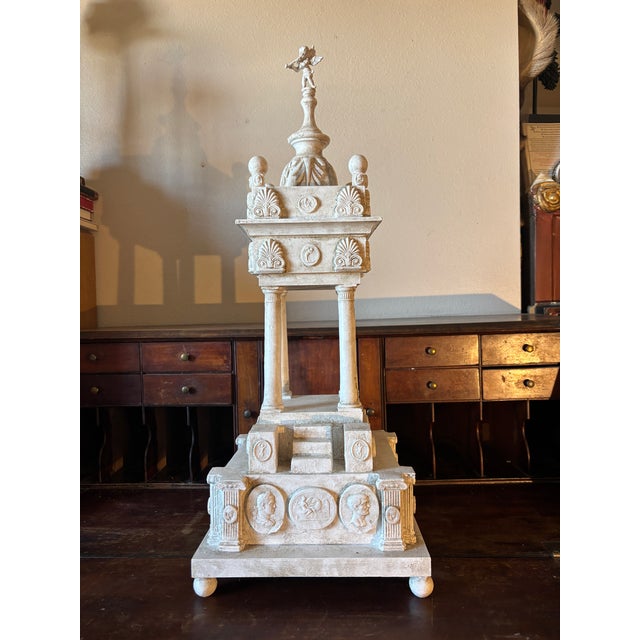 Wood Neoclassical Large Architectural Model Temple/Shrine With Grand Tour Intaglios For Sale - Image 7 of 12