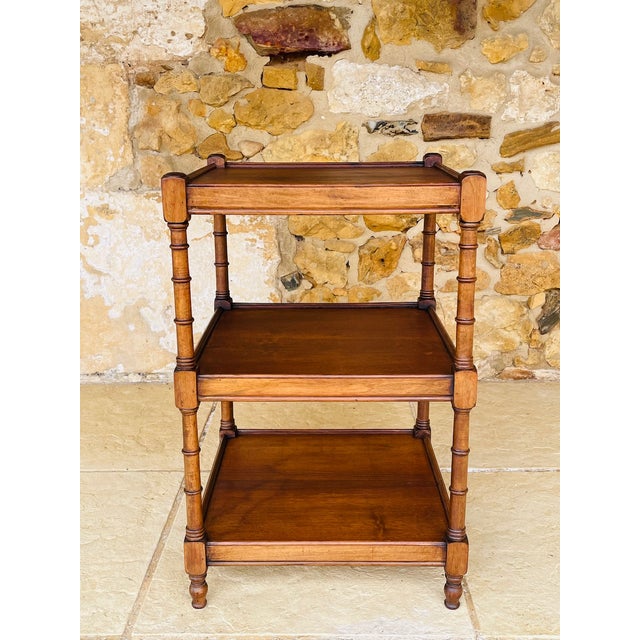 Three-Tiered Walnut Turned Wood Side Table, 1930s For Sale - Image 16 of 16
