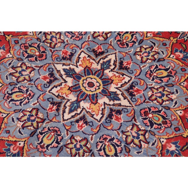 1980s Shabby Chic Persian Rust/Blue Wool Rug - 9'9'' X 13'0'' For Sale - Image 5 of 10