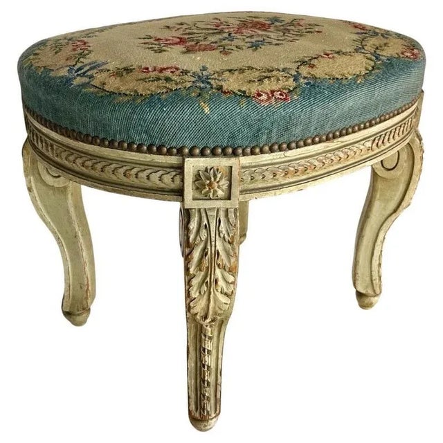 19th Century Louis XV Lacquered Wooden Stool For Sale - Image 9 of 9