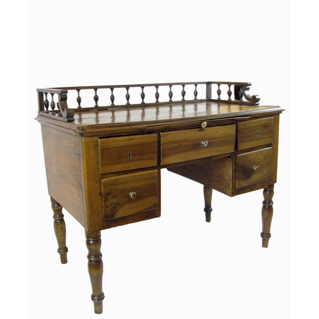 Antique Center Desk in Walnut For Sale - Image 5 of 6