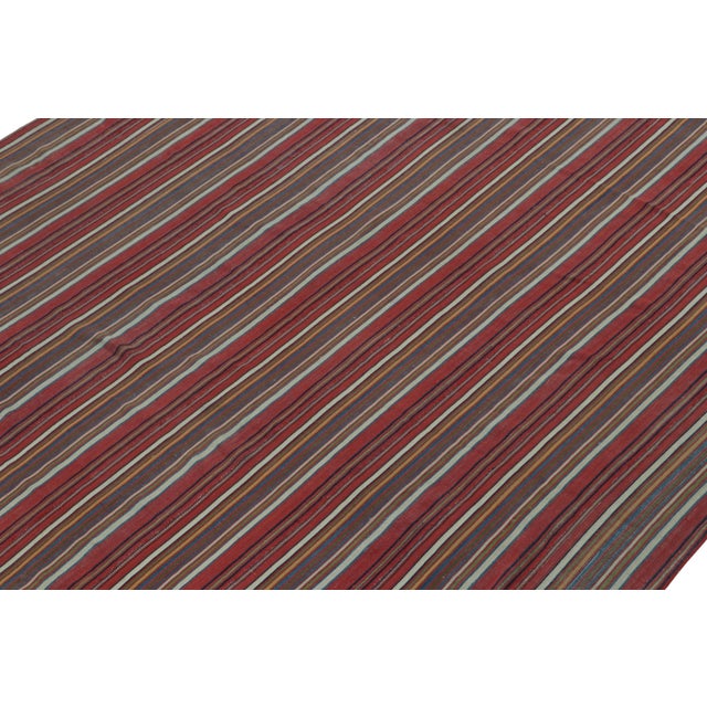 Vintage Persian Tribal Kilim in Red With Polychromatic Stripes - By Rug & Kilim For Sale In New York - Image 6 of 6