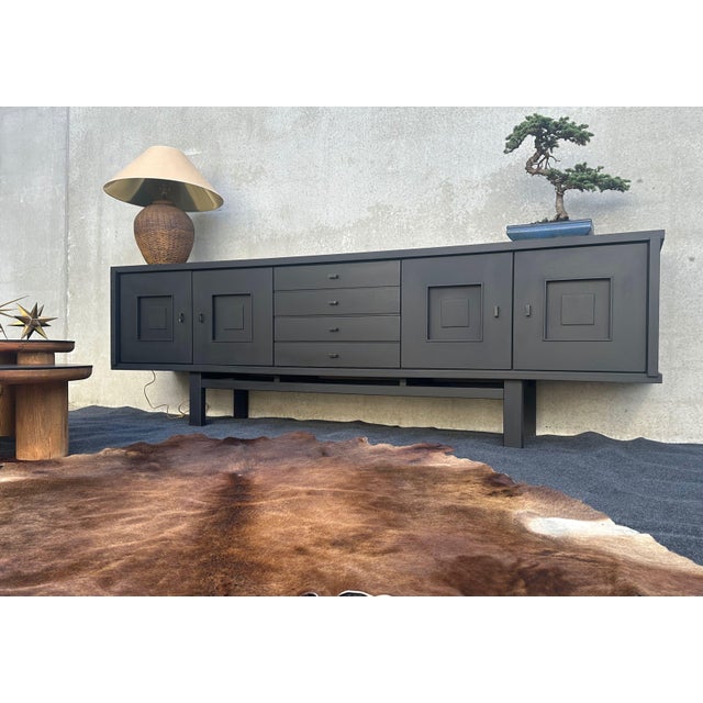 Vintage Brutalist Black Stained Oak Sideboard from De Coene, 1960s For Sale - Image 4 of 18