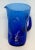 Blue Mid-Century West Virginia Bischoff Glass Company Cobalt Blue Crackle Glass Pitcher For Sale - Image 8 of 12