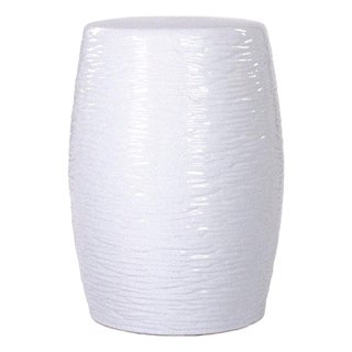 Sinclair White Glaze Ripple Garden Stool For Sale