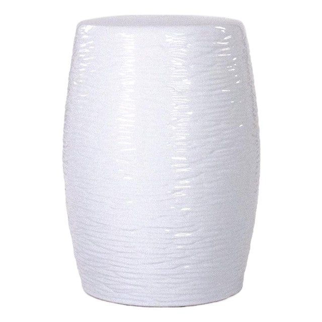 Sinclair White Glaze Ripple Garden Stool For Sale