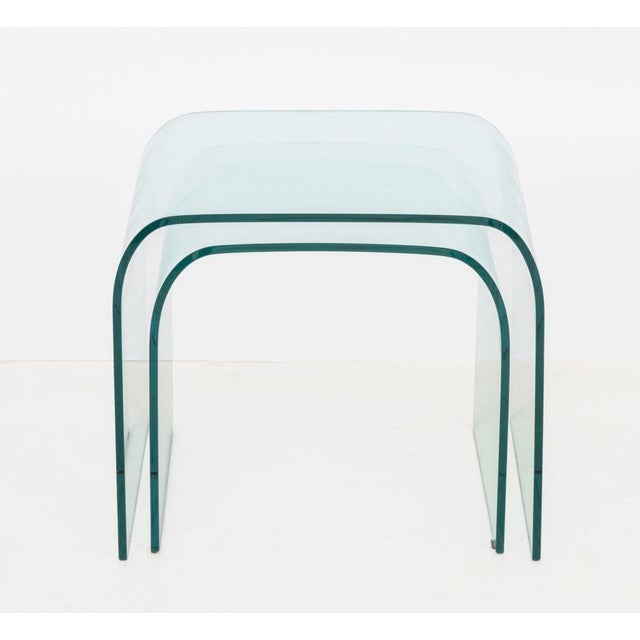 Late 20th Century Modern Waterfall Glass Nesting Side Tables, 2 For Sale - Image 5 of 9