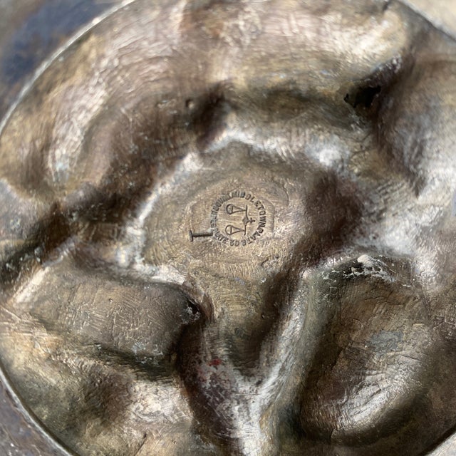 Metal Cherub With Mallet for Iron Forge Made in Silver Plate with Metal Patina For Sale - Image 4 of 11