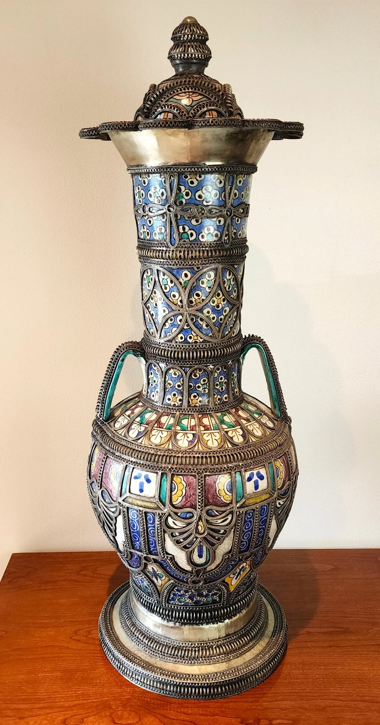 Antique Moorish Moroccan Ceramic Floor Vase | Chairish