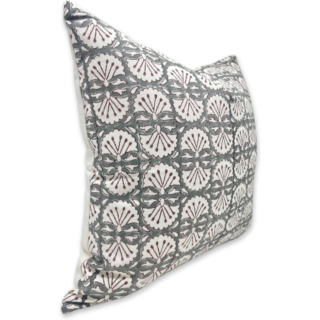 Art Deco Fabdivine Handcrafted Block Print Cushion Cover 14x20 Inch Thick Cotton White-Bijani For Sale - Image 3 of 6