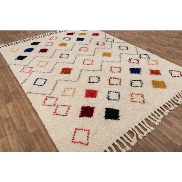 2020s 9x12 Ft.White Wool Boho Moroccan Rug, Bohemian Decor For Sale - Image 5 of 9