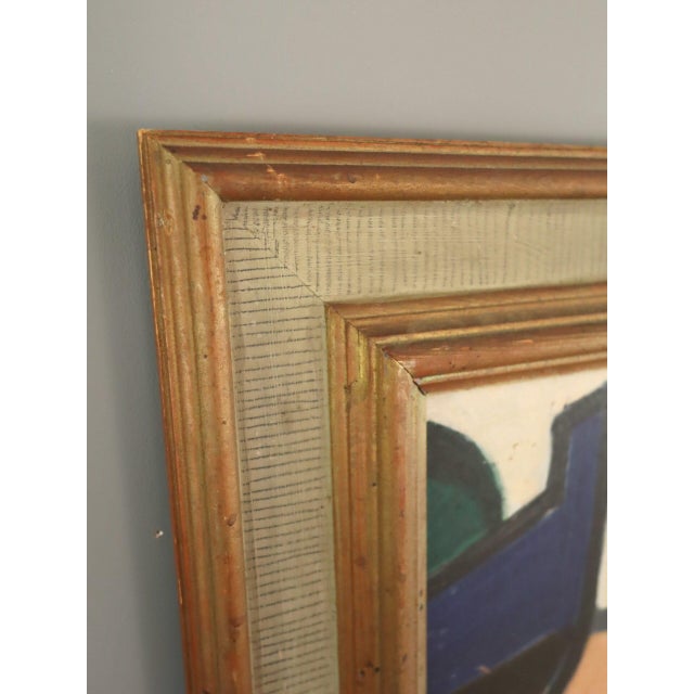 Mid-Century Modern 'Boats at Rest' Vintage Original Coastal Landscape Oil Painting, Framed For Sale - Image 6 of 12