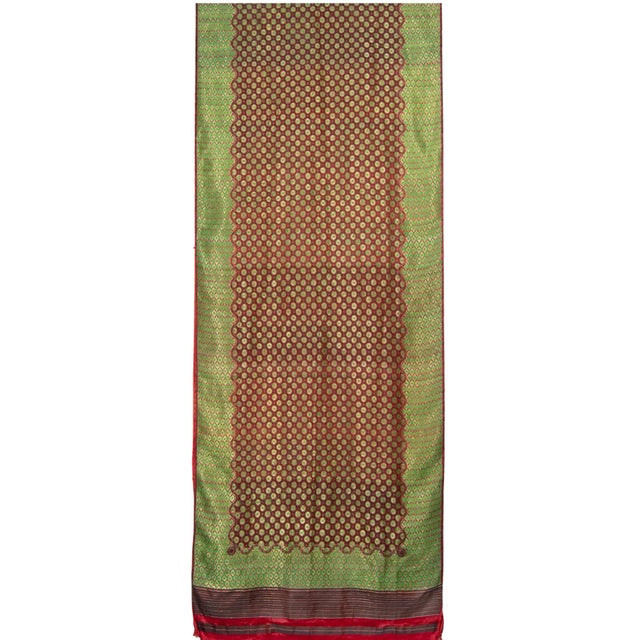 Early 20th Century Silk Gold Brocade Saree Sari Fabric Benaras Varanasi Handmade For Sale - Image 9 of 10