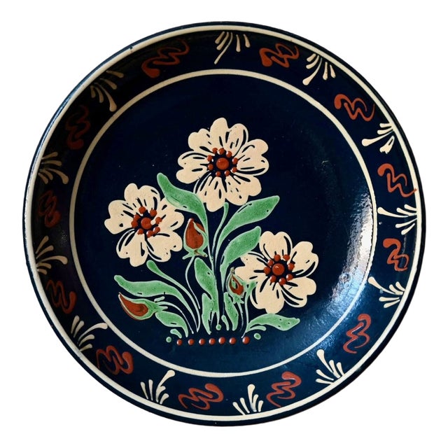 Decorative Glazed Terracotta Plate from Alsace Soufflenheim, 1940s For Sale