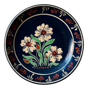 Decorative Glazed Terracotta Plate from Alsace Soufflenheim, 1940s