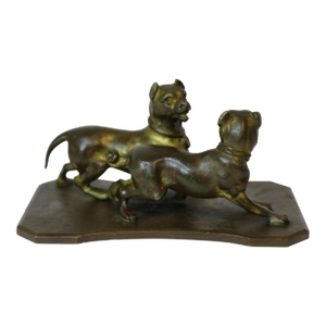 Early 20th Century Berndorf Foundry Bronze Playful Bulldogs Sculpture