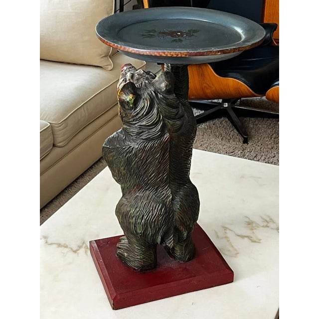 Black Forest Bear in Polychrome Carved Wood, Switzerland, 1880s For Sale - Image 4 of 8