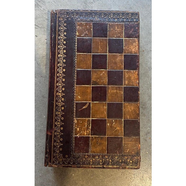 Late 19th Century 19thc Leather Top Game Boards Box For Sale - Image 5 of 7
