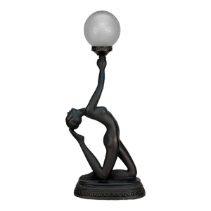 Vintage Art Deco Nude Women Globe Figural Table Lamp