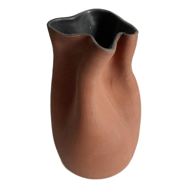 Artisan Redware Pinched Vase For Sale