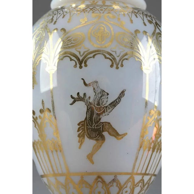 Gold Restoration Opaline Glass Vases by Jean-Baptiste Desvignes, Set of 2 For Sale - Image 8 of 11