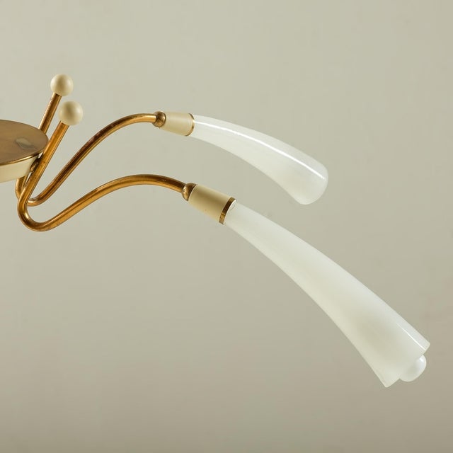 Mid-Century Modern Italian Spider Pendant Light in Brass and Murano Glass, 1950s For Sale - Image 6 of 9