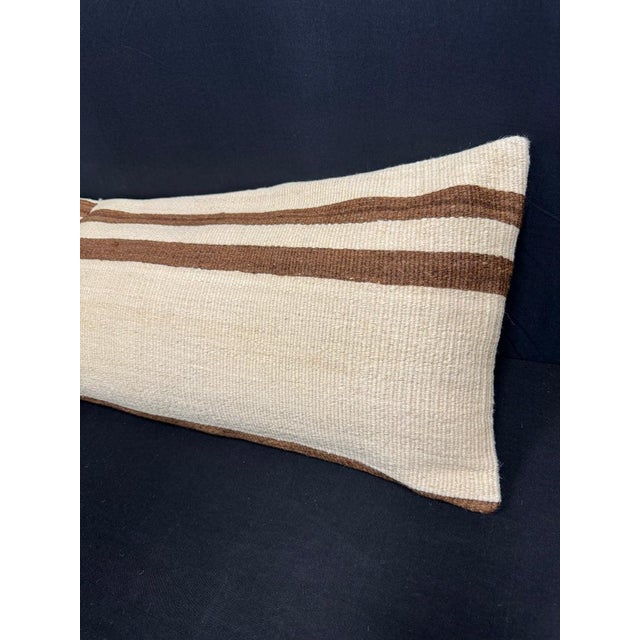 Turkish Hemp Pillow Cushion Natural Beige Brown Cushion Cover 14"x45" For Sale - Image 4 of 4