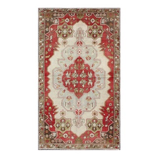 1930's Vintage Medallion Turkish Oushak Rug - 4′4″ × 7′9″ For Sale