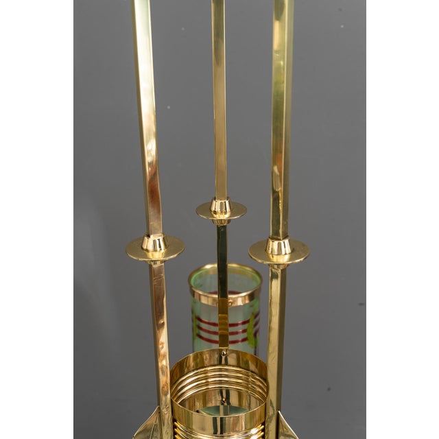 Red Jugendstil Chandelier with Painted Opaline Glass Shades, Vienna, 1908 For Sale - Image 8 of 18