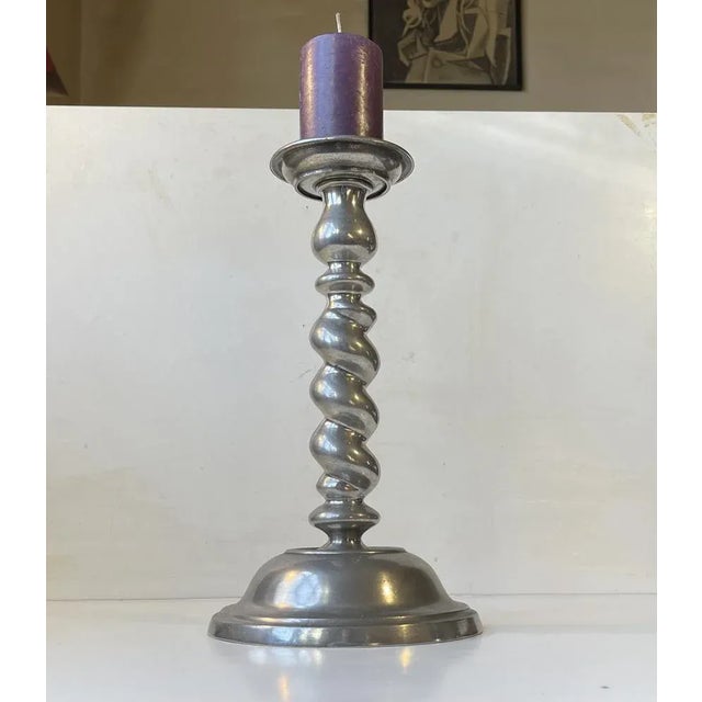 Scandinavian Modern Twisted Pewter Candleholder by Karl Jørgen Otteren, 1970s For Sale - Image 4 of 7