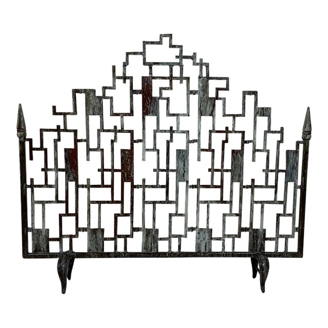 Cast Iron Cityscape Fireplace Screen For Sale