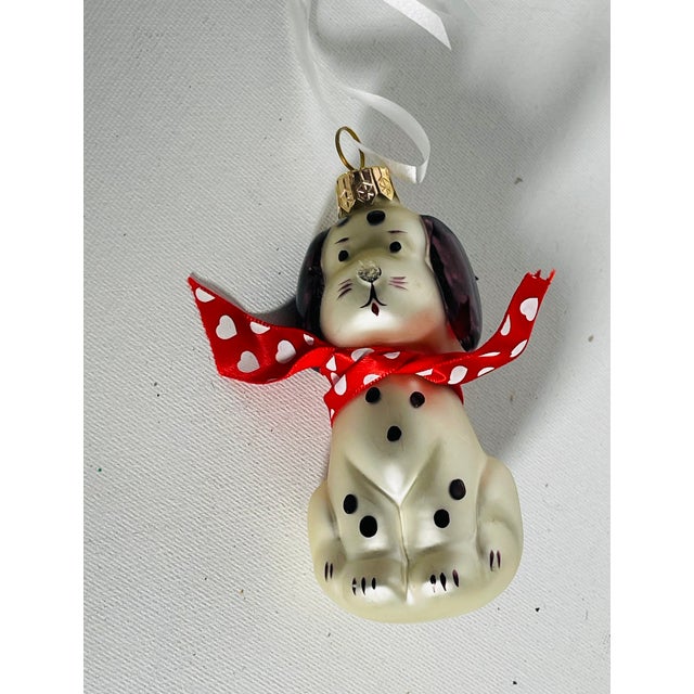 Vintage European Mercury Glass Dalmatian Dog Figurine Handpainted.