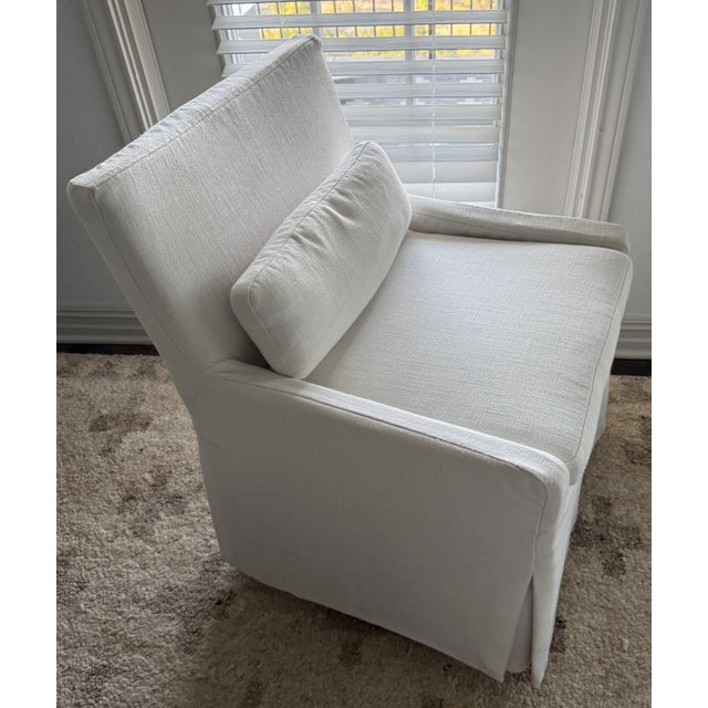 Rh Belgian Track Arm Slipcovered Dining Chairs in White Perennials Performance Linen - Set of 6 For Sale - Image 9 of 11