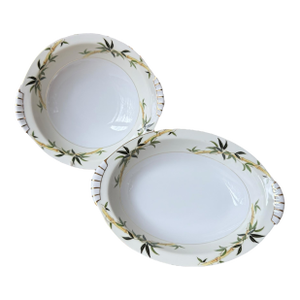 Vintage Bali Hai Bamboo Porcelain Serving Bowls by Narumi Japan - Set of 2
