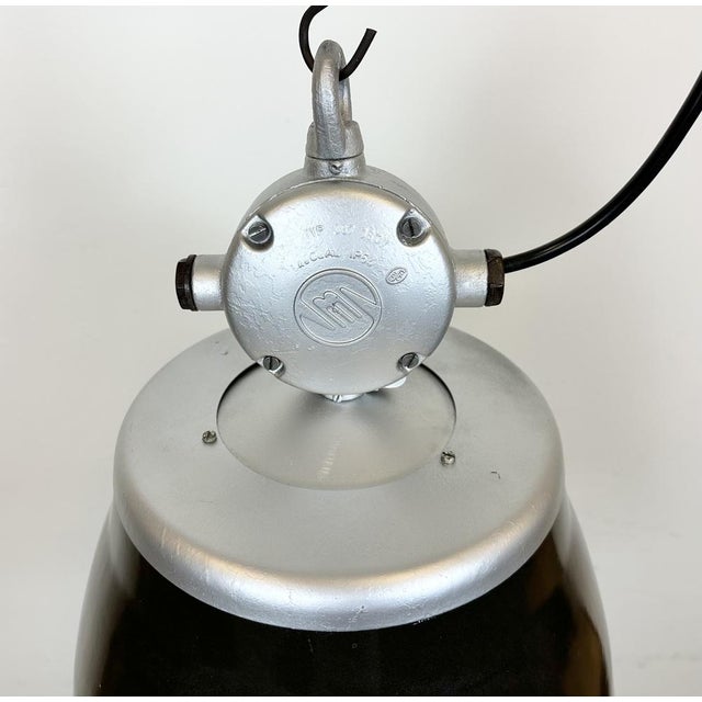 Industrial Black Enamel Factory Pendant Lamp from Elektrosvit, 1960s For Sale - Image 10 of 18