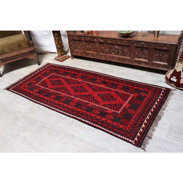 Vintage Handwoven Afghan Kilim Rug, 1980s For Sale - Image 6 of 14