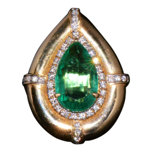 Gia Certified Natural 3.94cts vs F Diamond Emerald 18k Solid Gold Cocktail Ring