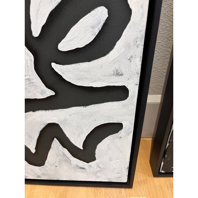 Large Original "Scribble" Black and White Paintings by Alic Daniel - A Pair For Sale - Image 9 of 11