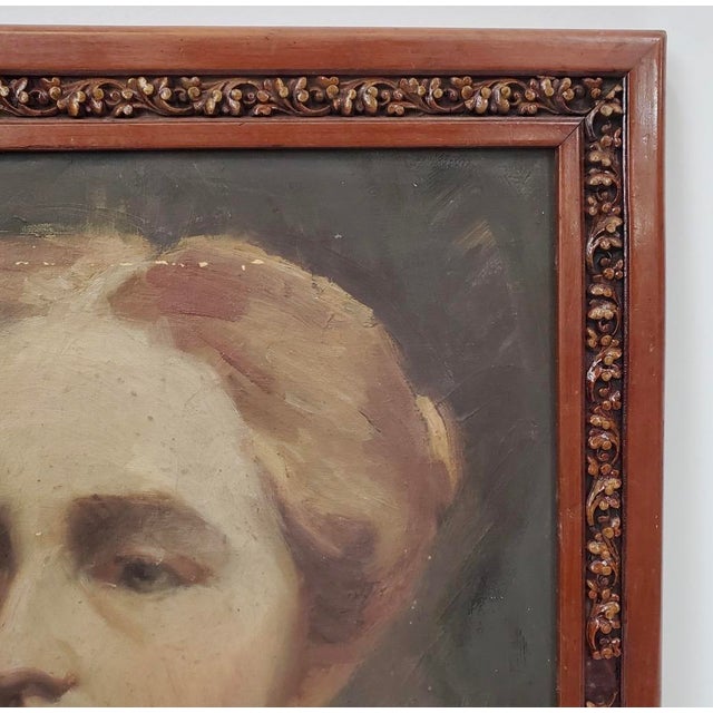 Antique Oil Portrait of a Young Woman For Sale - Image 6 of 18