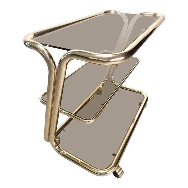 Sculptural Brass Tube Bar Cart by Morex of Italy For Sale