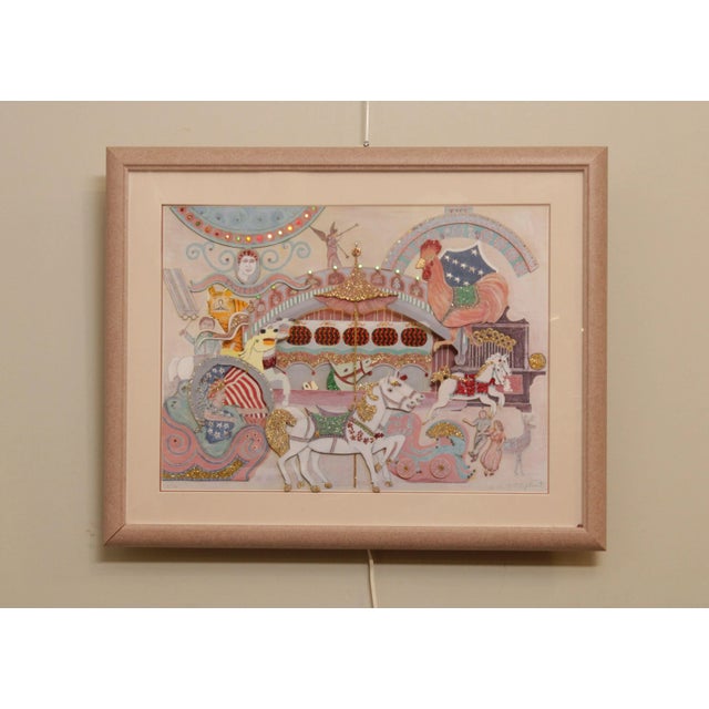 Children's Art Plant 'Carousel in Motion' Mixed Media Print For Sale - Image 3 of 13