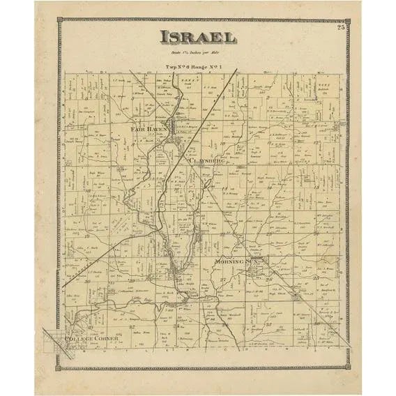 Late 19th Century Antique Map of the Israel Township of Ohio by Titus, 1871 For Sale - Image 5 of 5