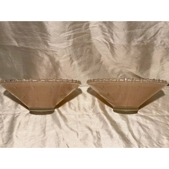 Glass 1930’s Era Blush Art Deco Glass Ceiling Shades-A Pair For Sale - Image 7 of 7