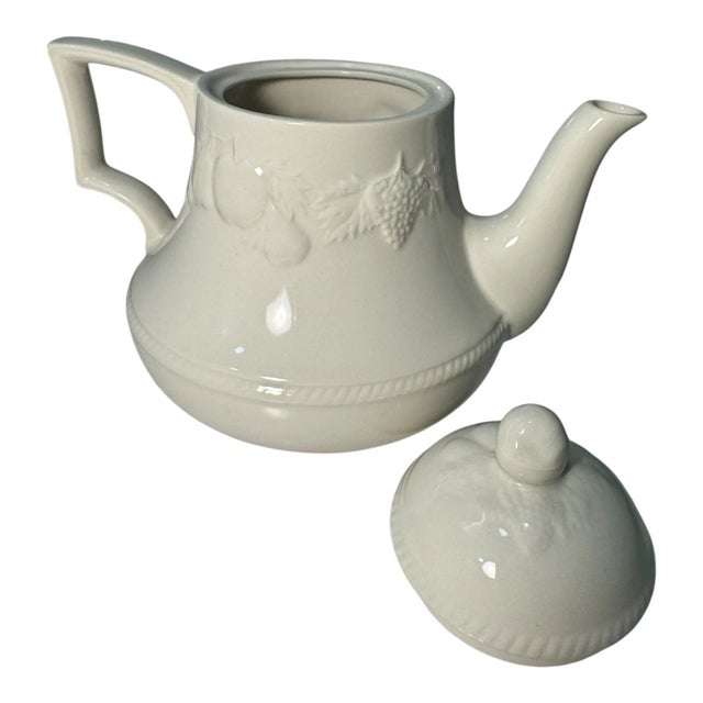 Ceramic Mid-20th-Century English Pottery Teapot With Embossed Grape Motif For Sale - Image 7 of 16