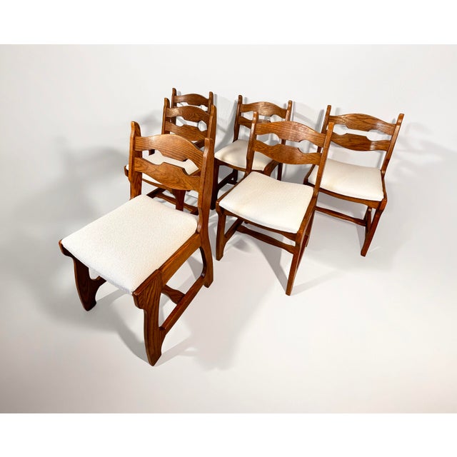 Vintage Brutalist Belgian Oak Dining Chairs, 1970s, Set of 6 For Sale - Image 10 of 10