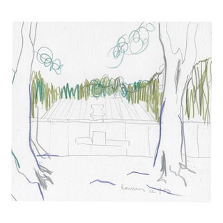 1993 Norbert Voelkel European Garden Drawing For Sale