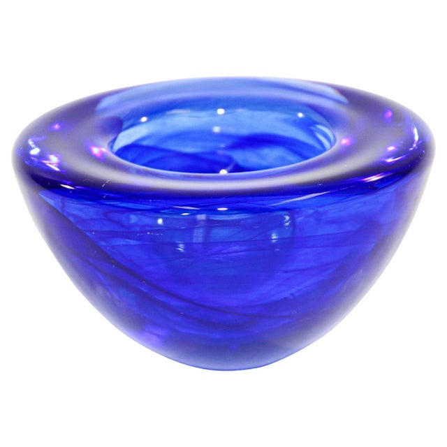 Kosta Boda Royal Blue Crystal Candle Holder by Anna Ehrner, 1990's For Sale - Image 11 of 11
