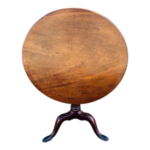 Early 19th C. Mahogany Tilt-Top Single Board Candlestand