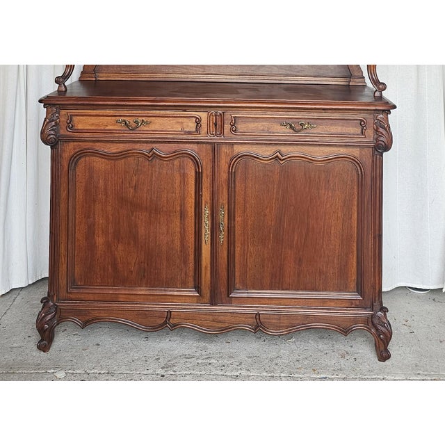 Wood Antique French Cabinet, Rococo Style, Buffet Deux Corps, For Sale - Image 7 of 18